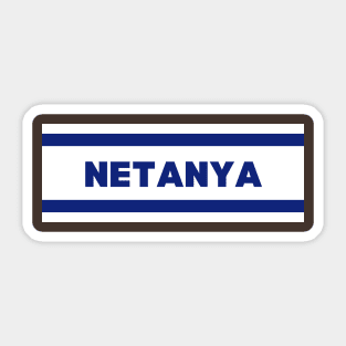 Netanya City in Israel Flag Colors Sticker